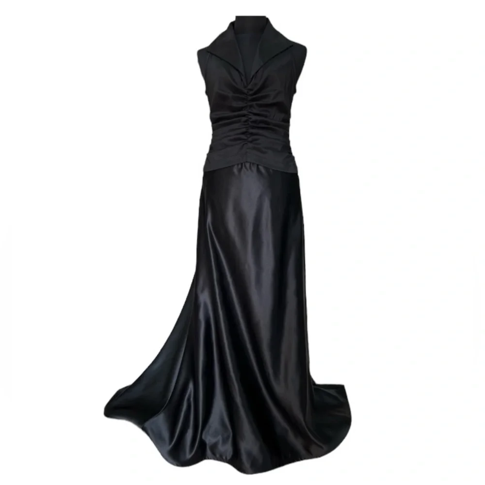 Vintage Tadashi Shoji Black Tuxedo Evening Gown - Picture 1 of 10
